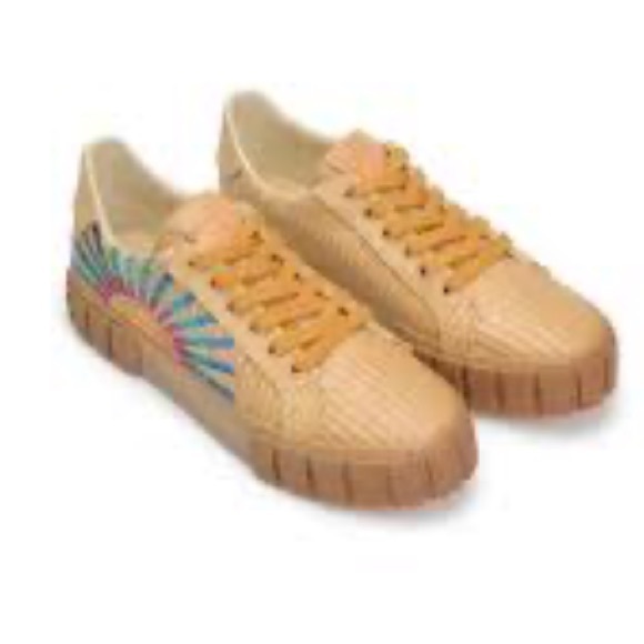 NEW FARM Rio Rainbow Island Platform Sneaker Tennis Shoe Natural Weave Sun EU 42 - Picture 2 of 13